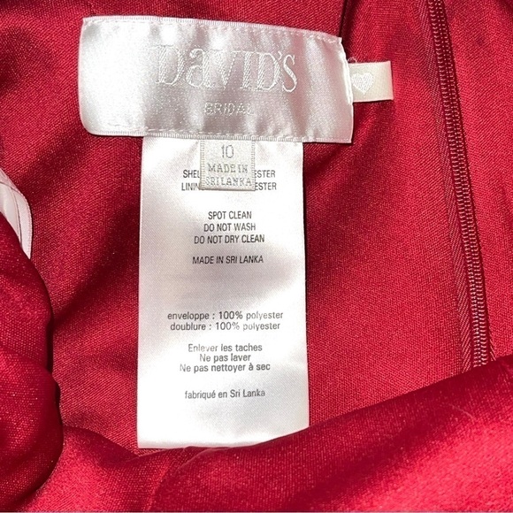 David's Bridal Red Bridesmaid Dress Size 10 - Picture 14 of 16